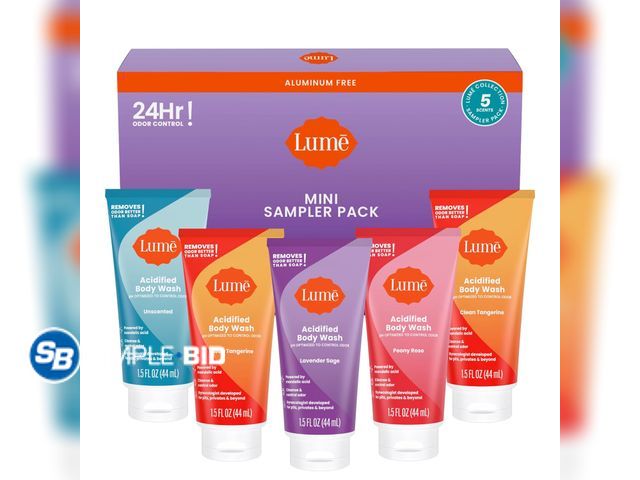 Lot 58-53957 - New Lume Acidified Body Wash 5 Pack Minis - 24 Hour Odor Control - Moisturizing Formulated Without S...