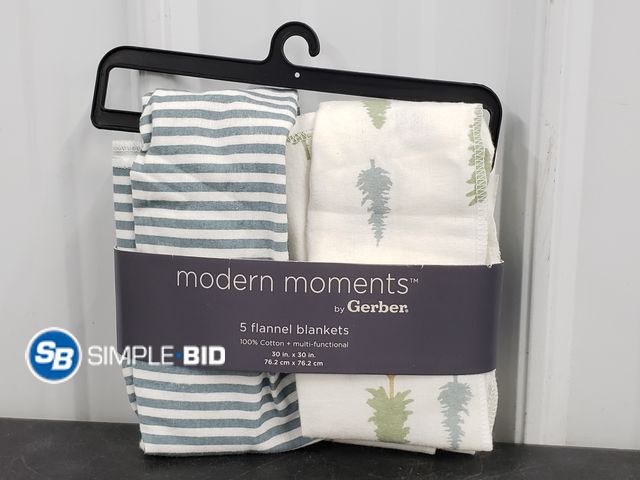 Lot 58-60163 - Modern Moments by Gerber Baby &amp; Toddler Boy Flannel Blankets 2 pack - appears unused