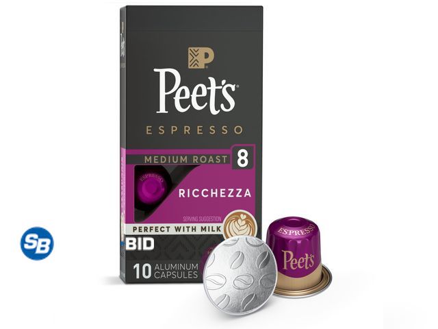 Lot 58-35910 - New Peet's Coffee Ricchezza Premium Medium Roast Intensity 8 Espresso Coffee Pods, 10 Count