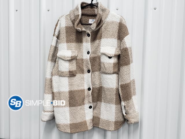 Lot 58-67171 - Shein Brown and White Shacket - Size Large - Used but in Good Condition