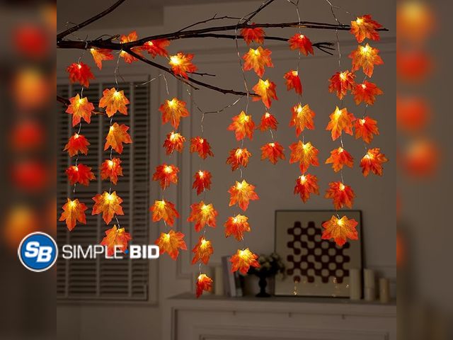Lot 58-53686 - JOYIN Thanksgiving Decorations Branch Light with Maple Leaves, Total 21.3FT Fall Leaves Decor String...