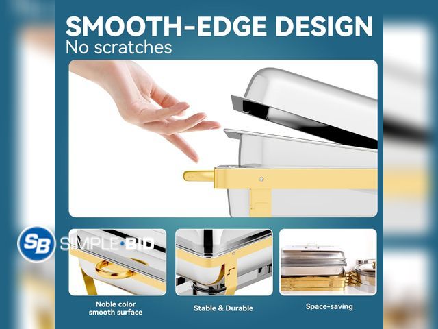 Lot 58-27992 - Frizoky Chafing Dishes for Buffet 4Pack -- Gold Rims to go around the dishes - unused