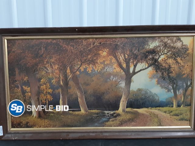 Lot 58-38629 - H.D. Greer Framed Outside Tree Scenery Wall decor - approx. 53" x 29"