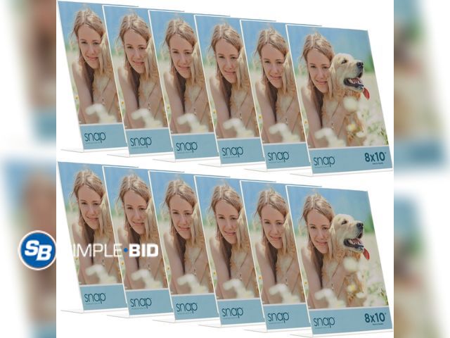 Lot 58-28252 - New Set of 12 Snap 8"x10" Clear Acrylic Self Standing Photo Frames for Showcasing Memories