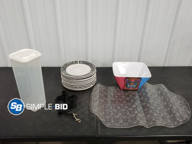 Lot 58-54478 - Box of Misc Housewares, Plates, Containers and more