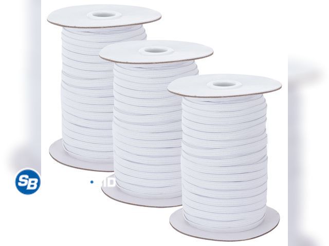 Lot 58-34453 - New KAWELL 3 Pack 0.25" Knit Elastic, 70 yd, (White,Total 210-Yards)