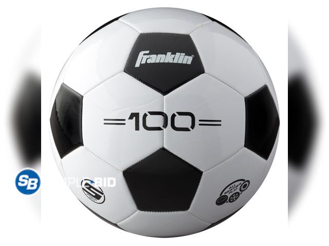 Lot 58-33089 - Franklin Sports Competition Soccer Ball, Size 5, Black and White - appears unused (dirty from wareho...