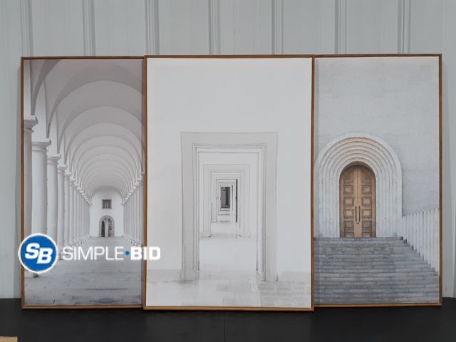 Lot 58-28563 - Set of (3) Auiau Framed Geometric Architecture Prints
