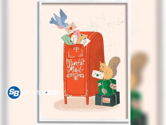 Lot 58-28250 - CHRISTMAS! New Stupell Industries Santa's Mail Postal Letters Animals Giclee Framed Wall Art, Design...