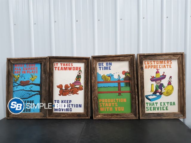 Lot 58-29711 - Lot of (4) Wood Framed Cartoon Artwork