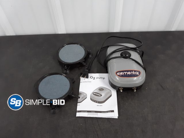 Lot 58-38717 - Elemental O2 Air Pump 44 GPH - used condition
