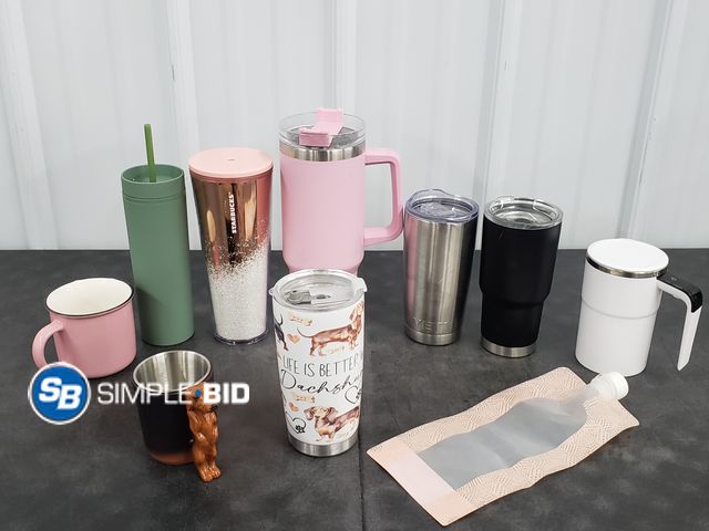 Lot 58-59372 - Lot of (10) Drink Tumblers / Coffee Mugs - Variety of Styles- Starbucks, Yeti, and More!