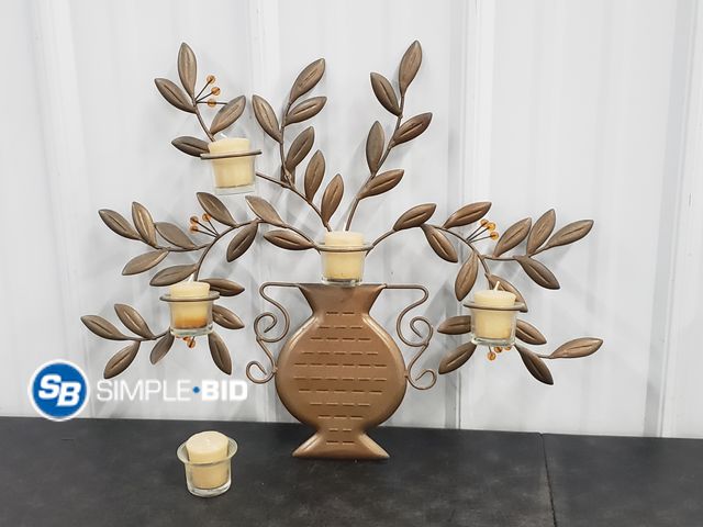 Lot 58-80020 - Wall Hanging that Holds Candle Holders - Comes with Candles - Used