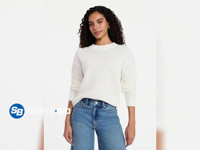 Lot 58-65574 - New Time and Tru Women's Waffle Stitch Sweater with Long Sleeves - SIZE XL