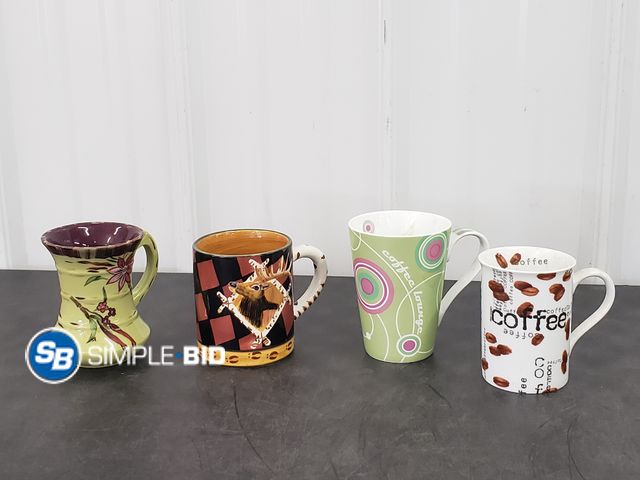 Lot 58-84977 - Lot of (4) Coffee mugs including Lotus Mug, outpost and more - unused (have been sitting around thou...