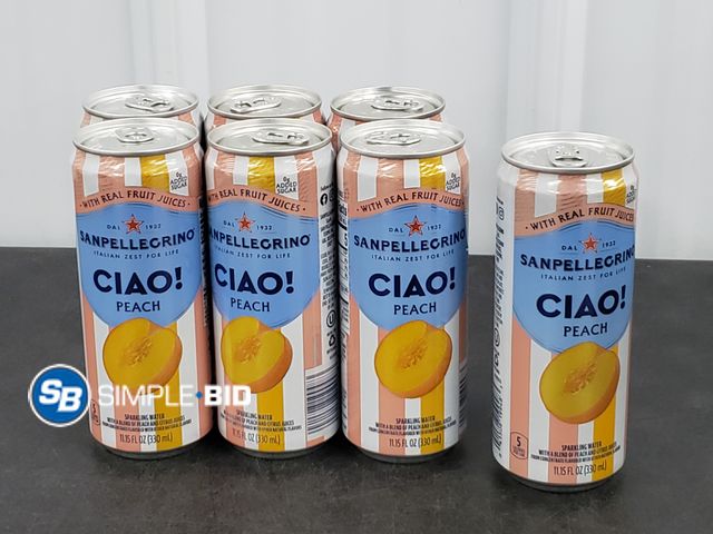Lot 58-30370 - SANPELLEGRINO Lot of (7) Sanpellegrino CIAO PEACH! sparkling water 11.15 fl oz each - unopened - out...