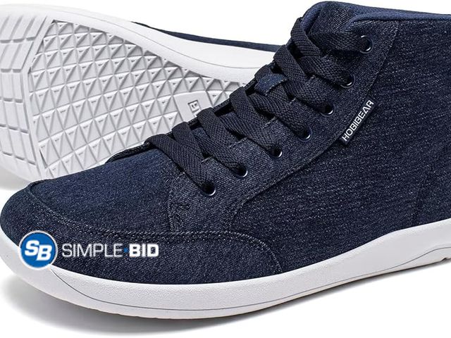 Lot 58-77221 - New HOBIBEAR Mens Barefoot Shoes | Wide Toe Box | High Top Canvas | Comfortable Trail Running Sneake...