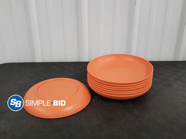 Lot 58-50572 - New Kyraton Large Deep Plastic Plates 8 Pieces, 9 Inch Dinner Plates, Unbreakable And Reusable Light...