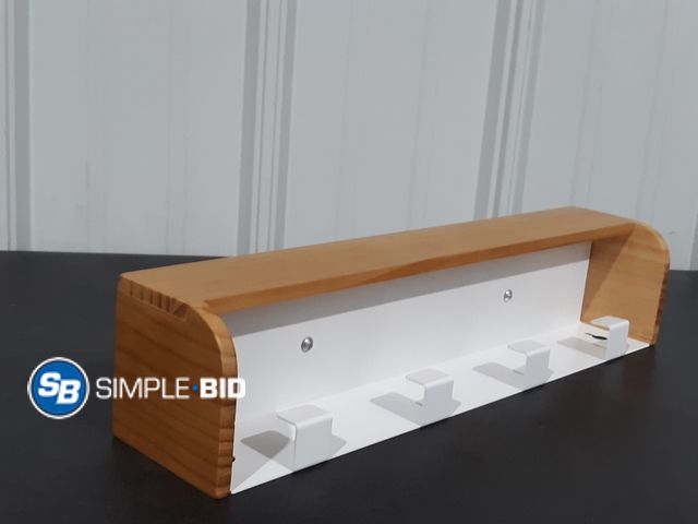 Lot 58-35013 - Wooden Coat Rack with Shelf - Coat Hangers are White - 17" Long