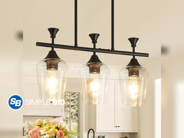 Lot 58-36607 - 21.2" Dining Room Light Fixture/Chandelier Over Table, 3-Light Kitchen Island Lighting Hanging for F...