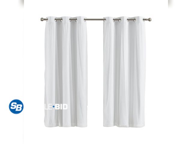 Lot 58-54661 - New Your Zone White Blackout with Sheer Overlay Grommet Curtain Panel, 37" x 63"