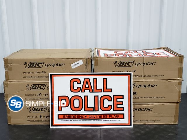 Lot 58-50390 - Lot of (6000) Call Police Emergency Distress Flags - 6 Boxes of 1000 - unused