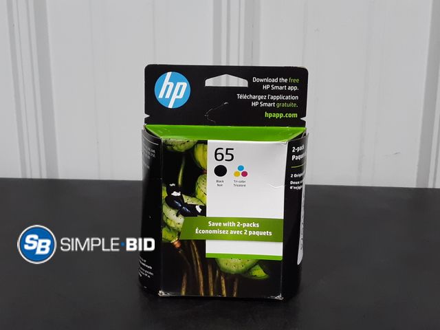 Lot 58-17674 - New HP 65 2-Pack Tri-color/Black Original Ink Cartridge Combo, ~120 pages