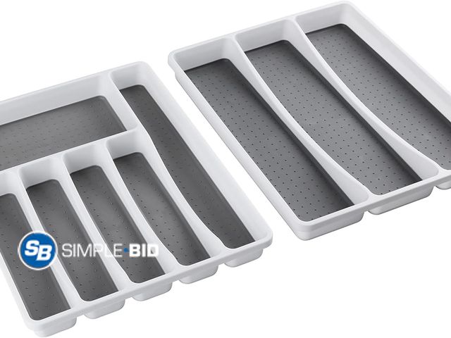 Lot 58-54344 - New Masirs No-Slip Silverware Tray Organizer, Accommodates Different Kitchen Utensil and Cutlery Siz...