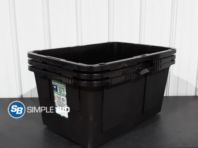 Lot 58-21568 - Lot of (3) Greenmade Storage totes 27 gallon - appears unused - does not come with lids