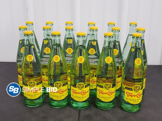 Lot 58-51387 - TOPO CHICO! Lot of (16) Topo-Chico  Mineral Water 16.9 fl oz Glass bottles  - out of box