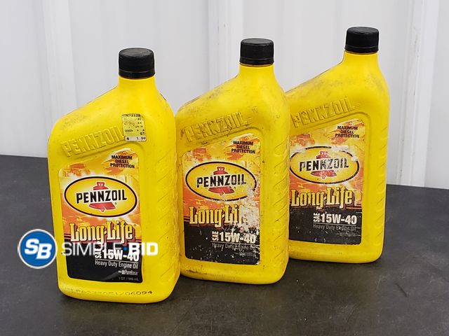 Lot 58-59113 - Lot of (3) Quarts of Pennzoil Long Life SAE 15W-40 Oil