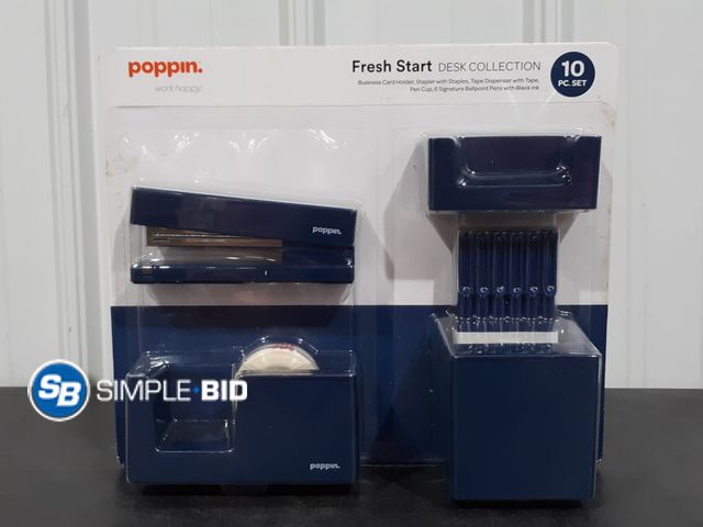 Lot 58-34839 - Poppin Fresh Start Desk Collection 10 piece Set -- includes Business Card holder, Stapler with stapl...