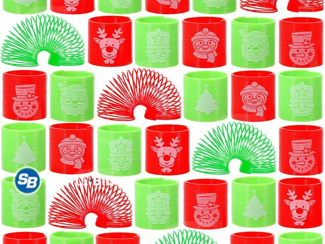 Lot 58-68329 - New 36PCS Christmas Coil Springs for Kids - Assorted Christmas Theme Pattern and Colors Magic Spring...