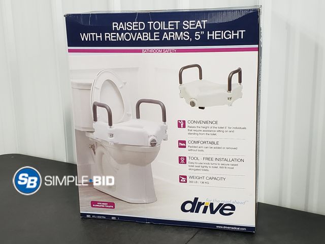 Lot 58-52138 - Drive Raised Toilet Seat with Removable Arms 5" Height