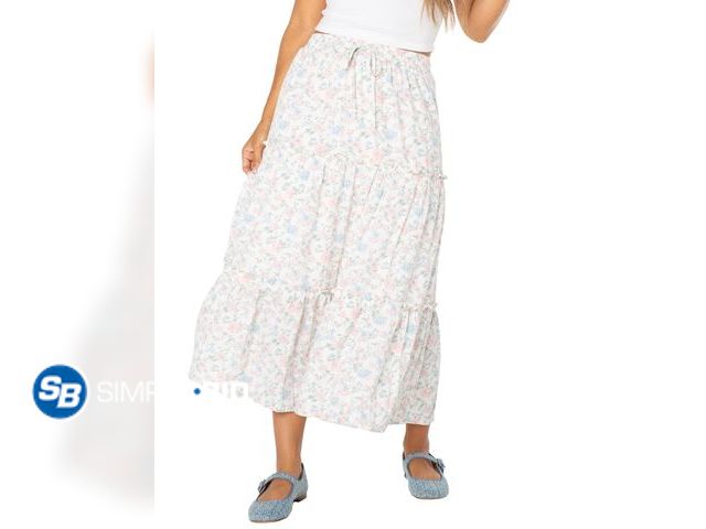 Lot 58-71210 - New Celebrity Pink Women's and Women's Plus Floral Print Tiered Maxi Skirt, Size S