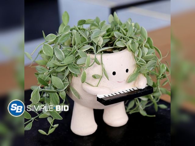 Lot 58-17837 - New Smiley Face Planter Pot with Piano Resin Cute Small Head Planters for String of Pearls Plant Liv...