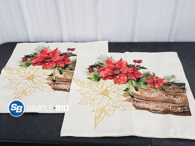 Lot 58-53998 - Set of (2) New Merry Christmas Pillow Coverings - approx. 24" x 24"