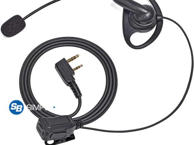 Lot 58-30695 - New HYS 2 Way Radio Earpiece with PTT/Mic, 2 Pin D-Type Walkie Talkie Earpiece with Swivel Boom Micr...