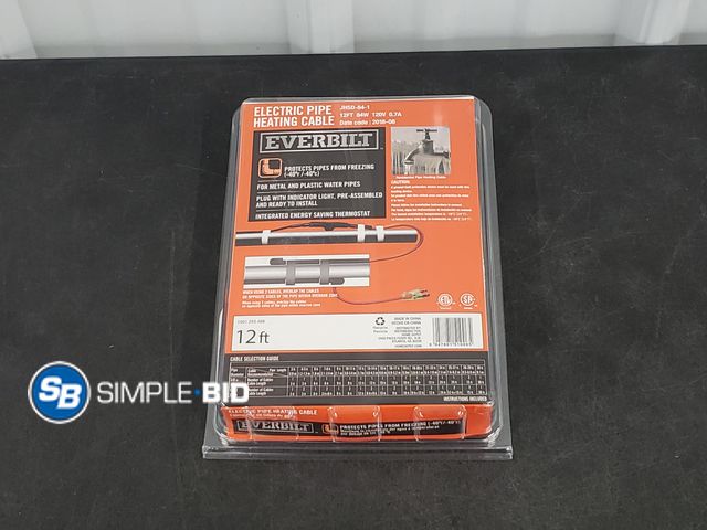 Lot 58-30832 - Everbilt Electric Pipe Heating Cable 12ft - New in box
