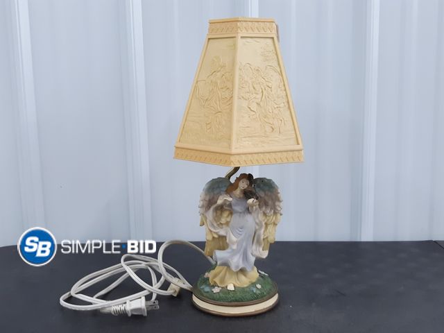 Lot 58-37159 - Angel Figurine Table Lamp with Shade - Approx 16" Tall