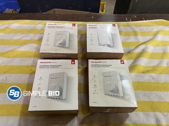 Lot 58-38681 - Lot of (4) New in Box Honeywell Home  CT410B Non-programmable electric heat thermostat
compatible wi...