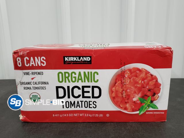 Lot 58-30508 - Kirkland Organic Diced Tomatoes 8 cans - unopened