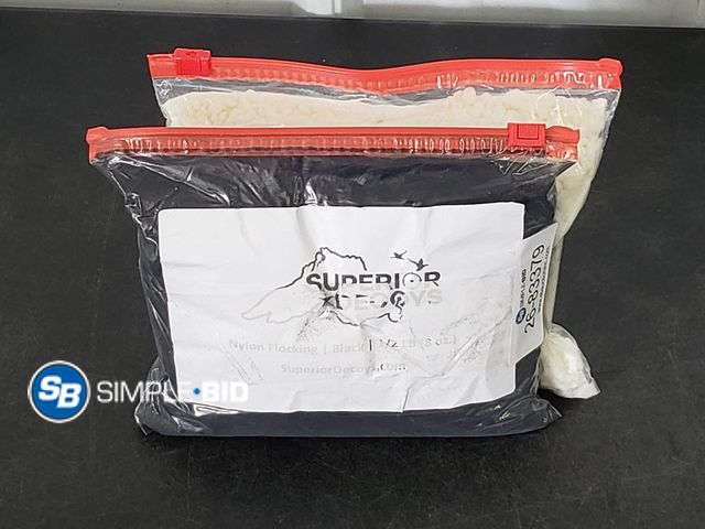 Lot 58-83379 - Lot of (2) Superior Nylon Flocking -- White and Black - 3 oz each - appears unused