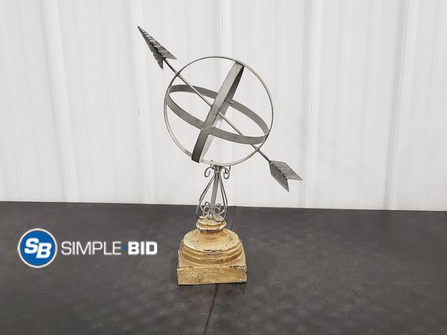 Lot 58-69297 - Vintage Sphere Sculpture Galvanized Metal Distressed finish - approx. 20"