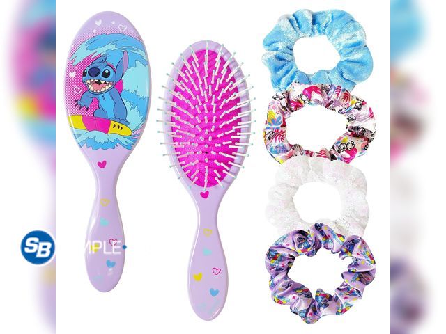 Lot 58-68802 - New LUV HER Lilo &amp; Stitch Hair Accessory 5 Pcs Set - 1 Regular 9 inch Stitch Hairbrush &amp; 4 S...