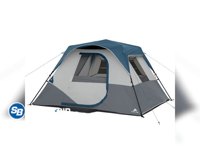 Lot 58-68363 - Ozark Trail 10' x 9' 6-Person Instant Cabin Tent with LED Light, 19.38 lbs - appears unused