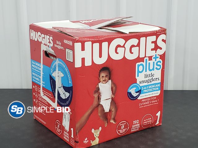 Lot 58-68602 - DIAPERS! New HUGGIES + little Snugglers SIZE 1 diapers - 2 packages