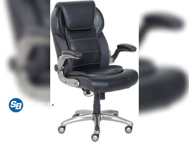 Lot 58-21610 - New Amazon Basics Ergonomic High-Back Office Chair with Flip-Up Arms and Lumbar Support, 29.5"D x 27...