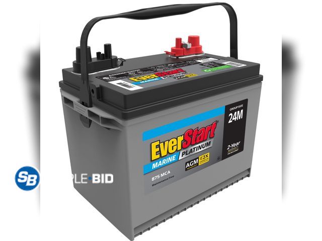 Lot 58-54606 - New EverStart Platinum BOXED AGM Marine and RV Deep Cycle Battery Group Size 24M, 12 Volt 875 MCA