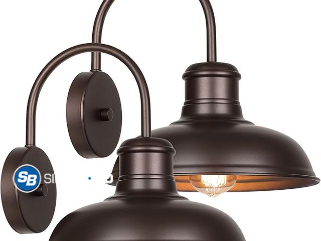 Lot 58-39151 - 2-Pack Outdoor Gooseneck Porch Lights, Waterproof Barn Light Fixtures Wall Mount, Farmhouse Wall Sco...